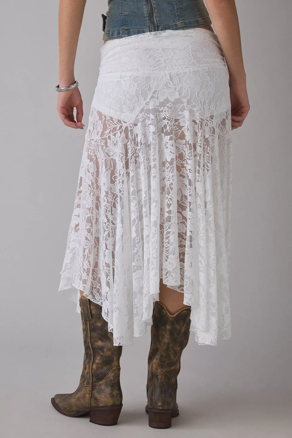 Kimchi Blue Jessica Asymmetric Low-Rise Midi Skirt - White