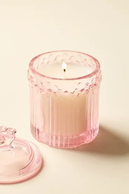 Glass Flower Jar 7 oz Scented Candle - Withered Rose Petals