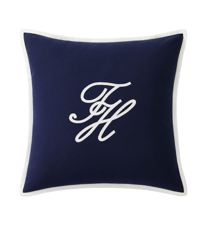 Tommy Hilfiger Swim Shop Monogram Cotton Decorative Pillow, 20" x 20" - Core Navy