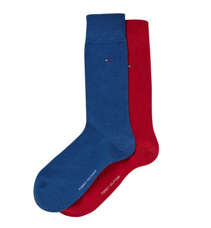 Tommy Hilfiger Men's Solid Dress Socks, 2-Pack - Blue/Red