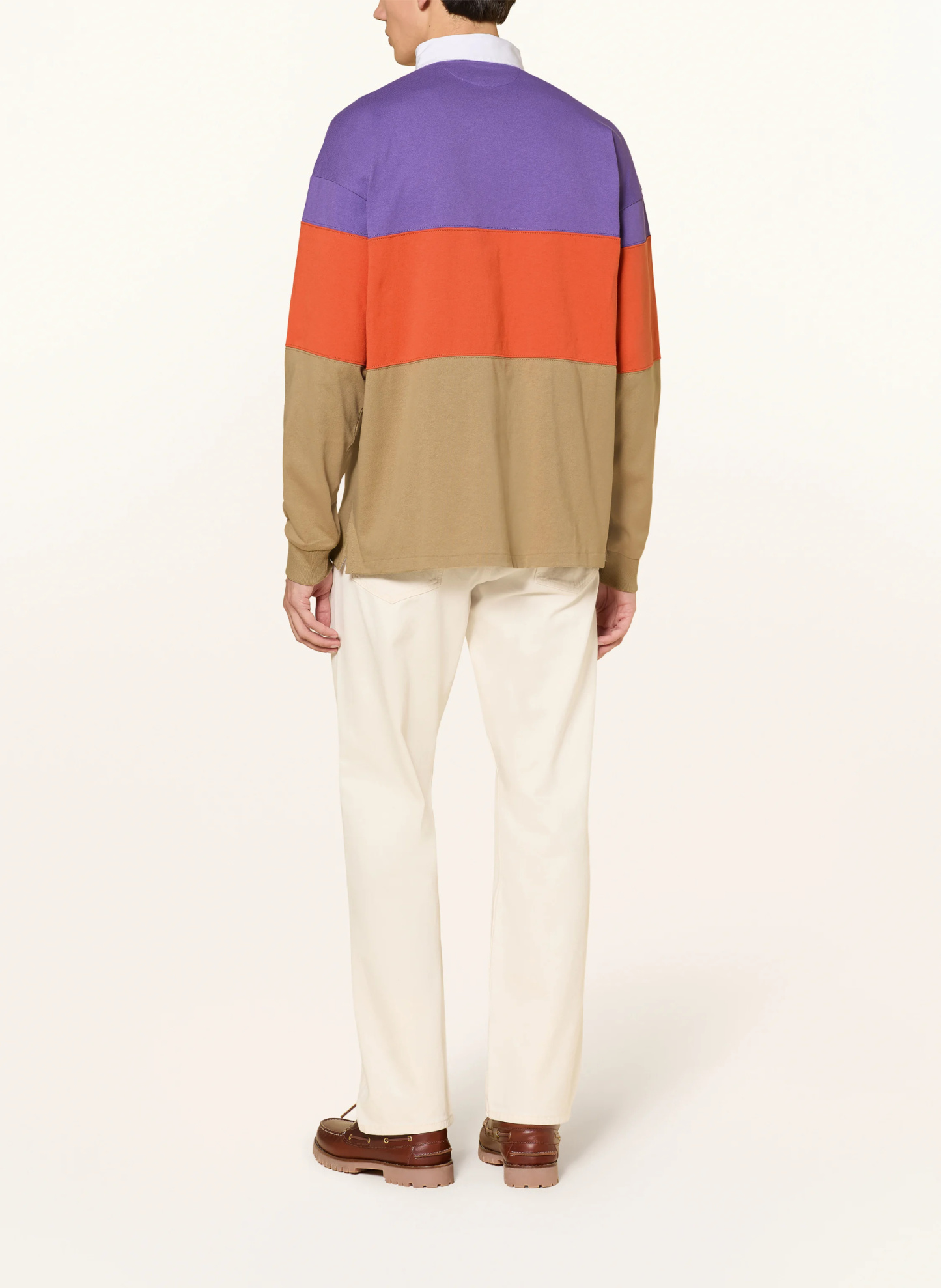 POLO RALPH LAUREN Rugbyshirt Big Fit – BEIGE / LILA / DUNKELORANGE