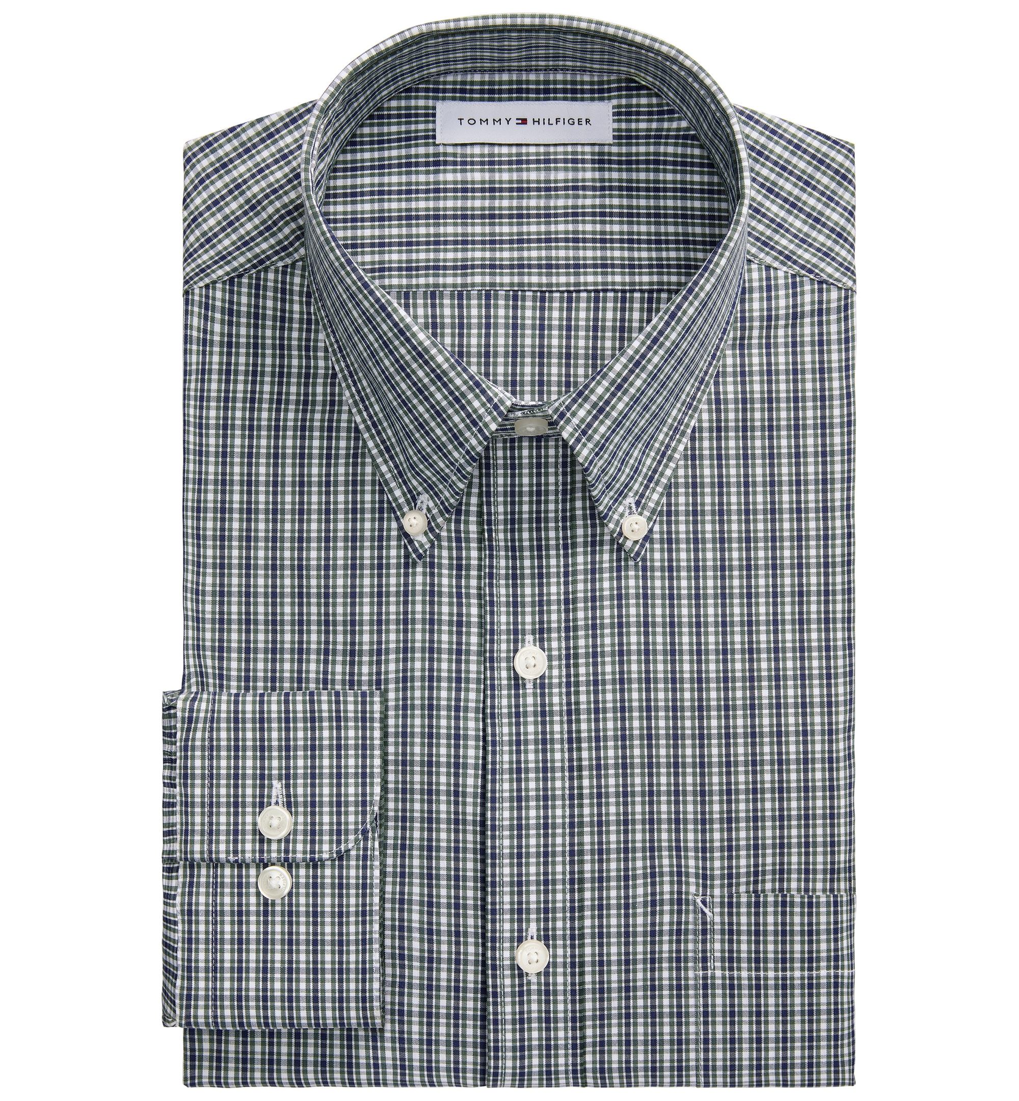 Tommy Hilfiger Men's Regular Fit Wrinkle Resistant Stretch Dress Shirt - Green