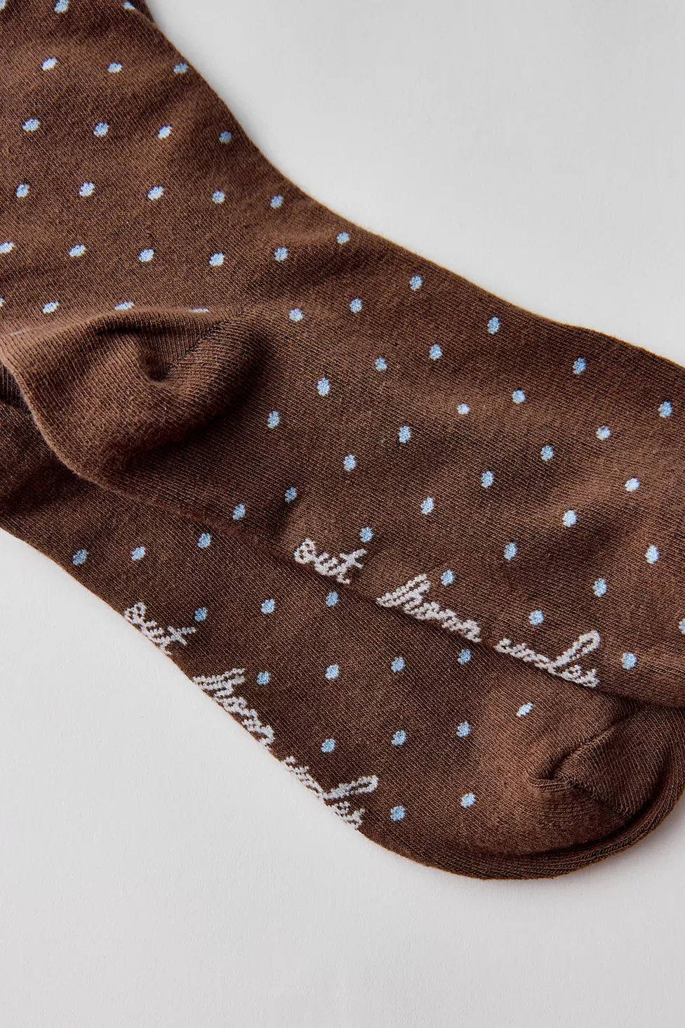 Out From Under Lettuce-Edge Polka Dot Socks - Brown + Blue Polka Dot