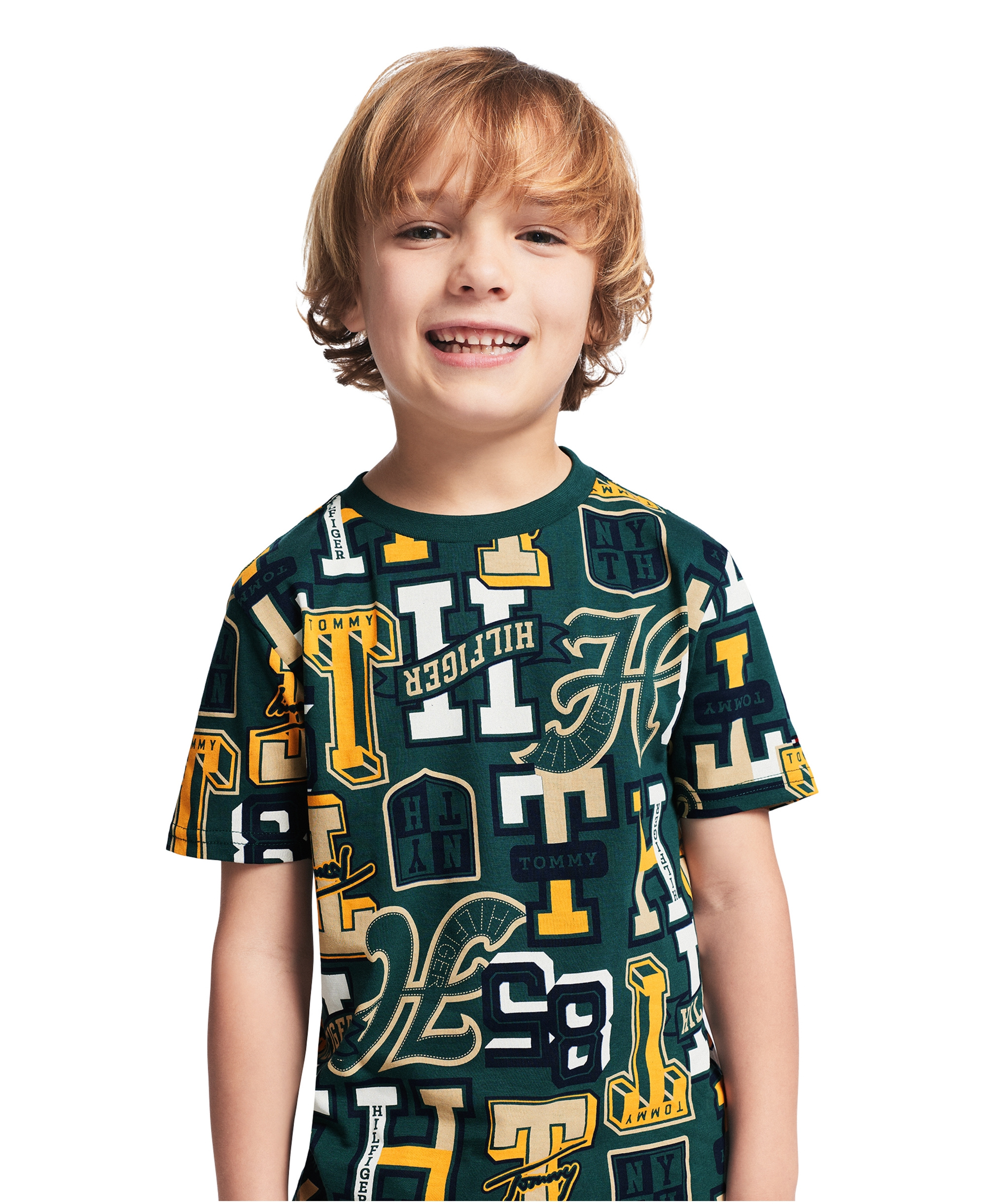 Tommy Hilfiger Boys' 2T-7 Varsity Print Short-Sleeve T-Shirt - June Bug