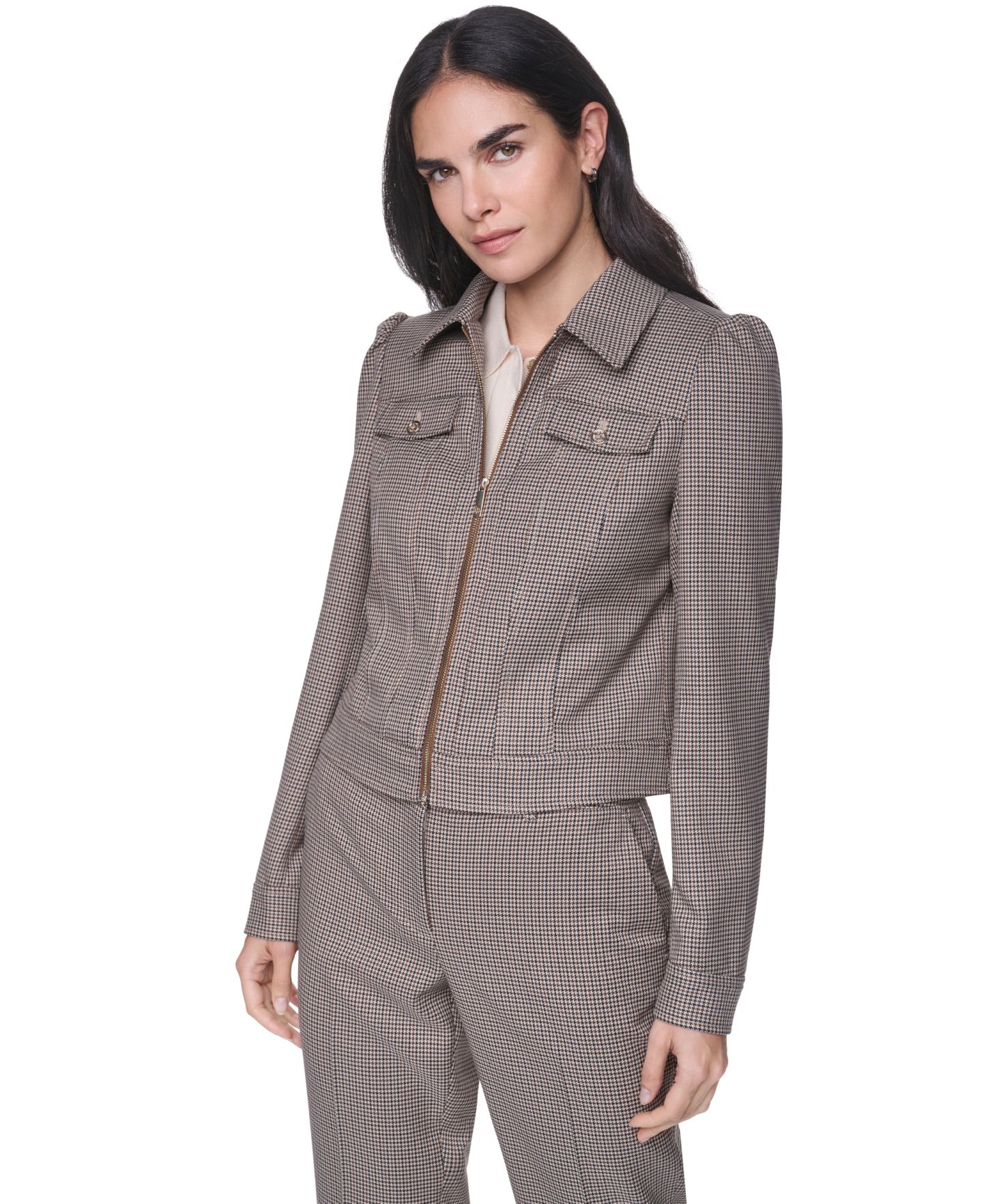 Tommy Hilfiger Women's Long-Sleeve Full-Zip Jacket - Khaki Multi