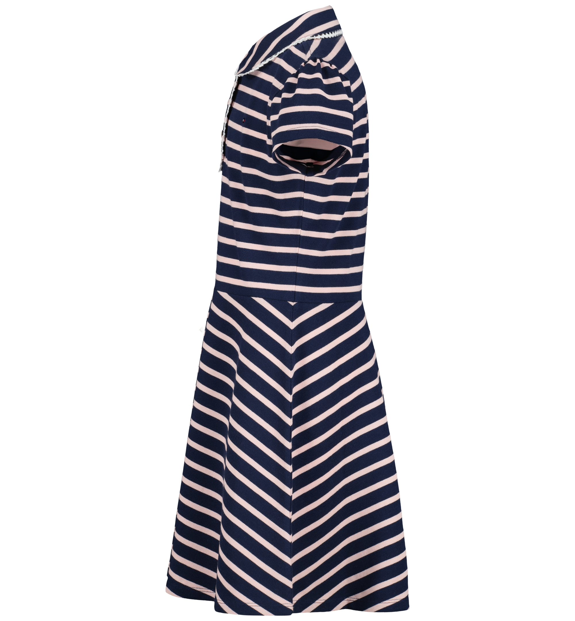 Tommy Hilfiger Girls' 7-16 Striped Polo Collar Dress - Navy Blazer