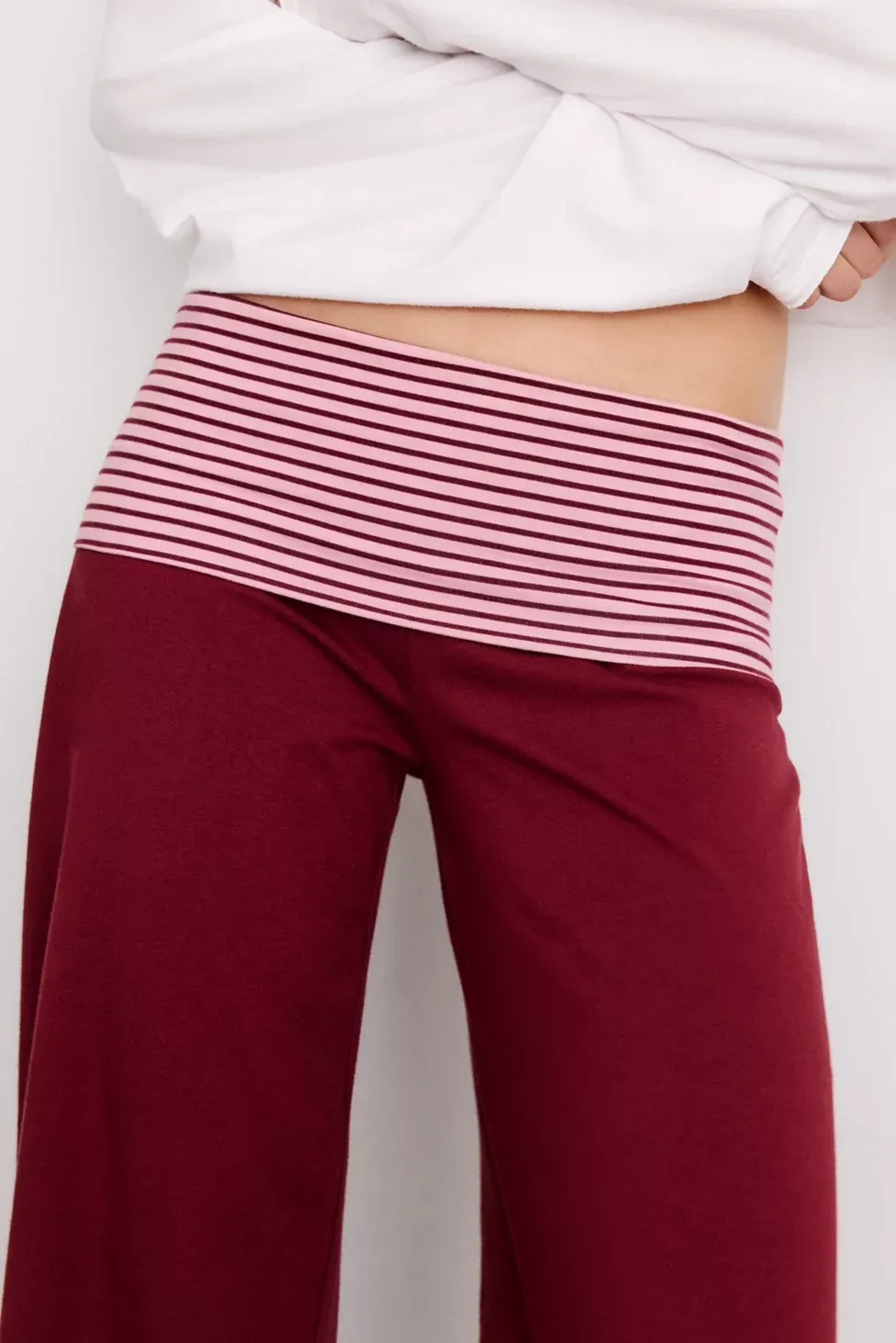 Out From Under Bec Foldover Wide Leg Pants - Maroon