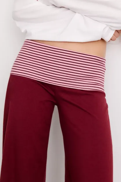 Out From Under Bec Foldover Wide Leg Pants - Maroon