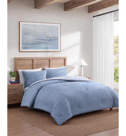 Tommy Hilfiger Classic Texture Cotton Duvet Cover Set - Stonewash Blue
