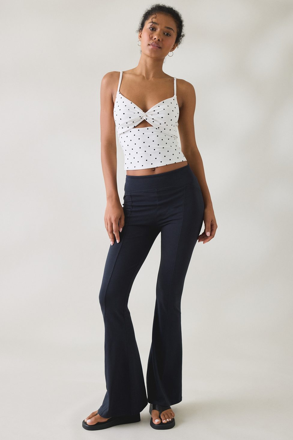 Out From Under Bec Twist-Front Cropped Cami - Black + White