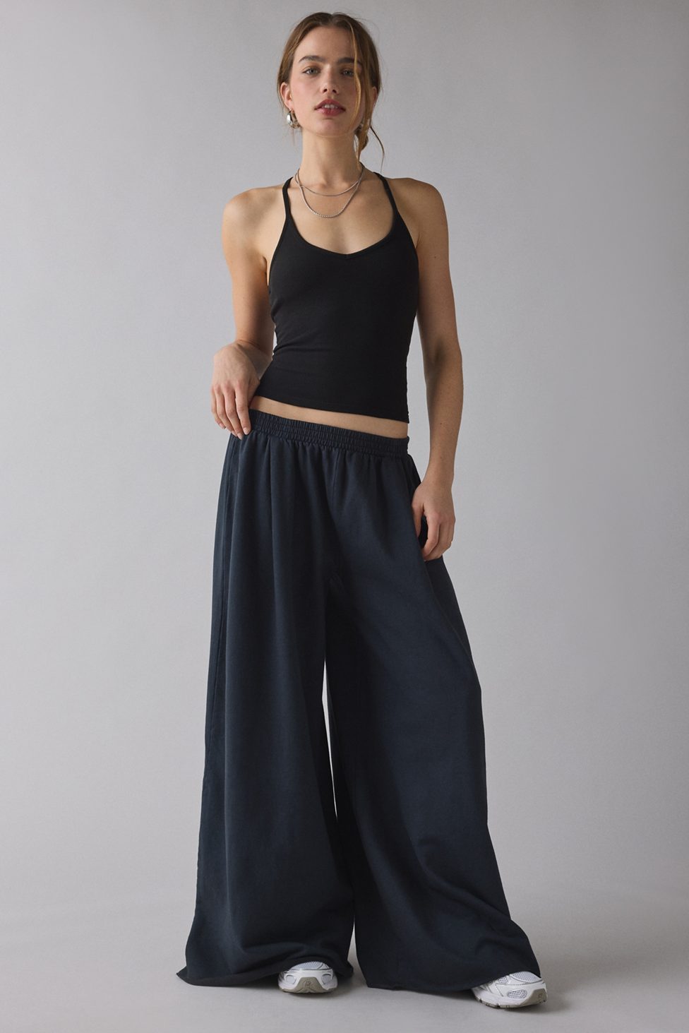 Out From Under Lived In Extreme Wide Leg Sweatpants - Washed Black