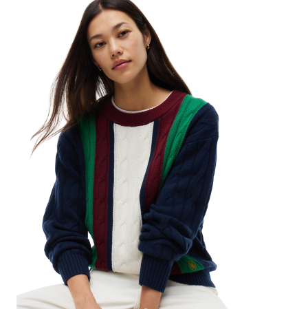 Tommy Hilfiger Women's American Icons Stripe Cable-Knit Crewneck Sweater, Macy's Exclusive - Hampton Bay Stripe