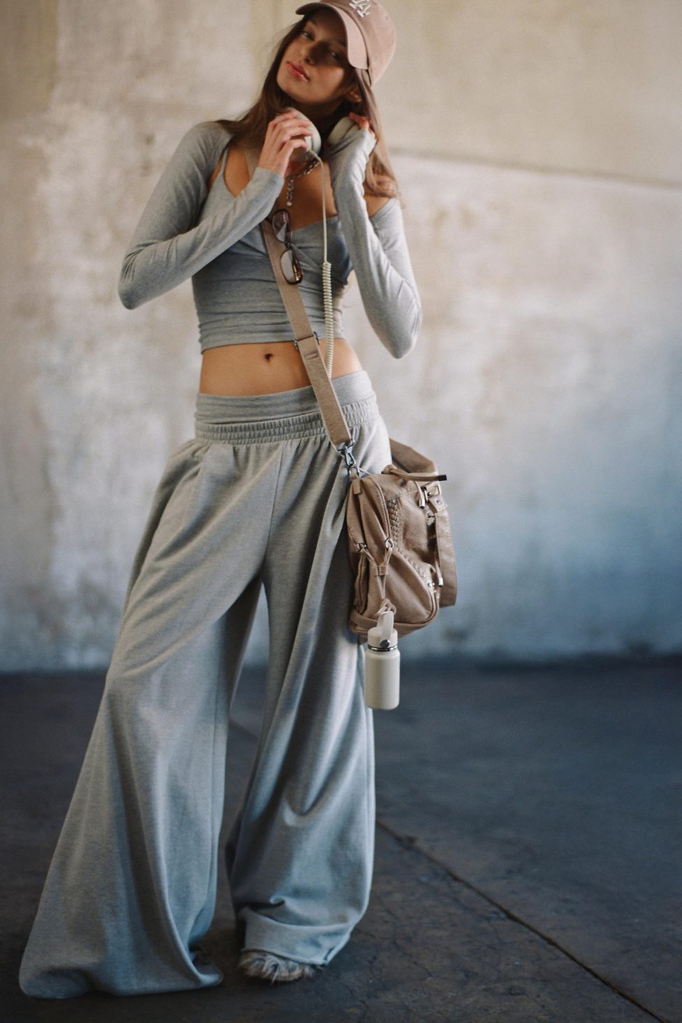 Out From Under Lived In Extreme Wide Leg Sweatpants - Light Grey