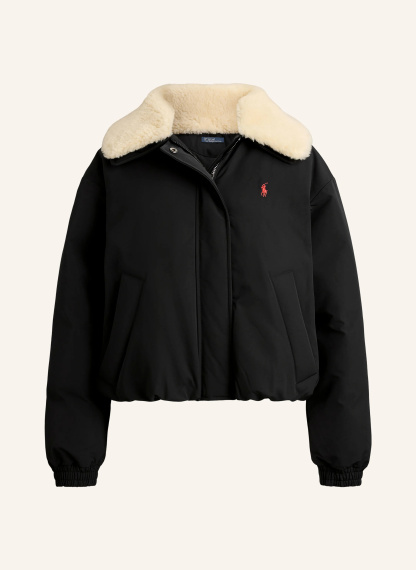 POLO RALPH LAUREN Daunenblouson mit abnehmbarem Kunstfell – SCHWARZ / CREME