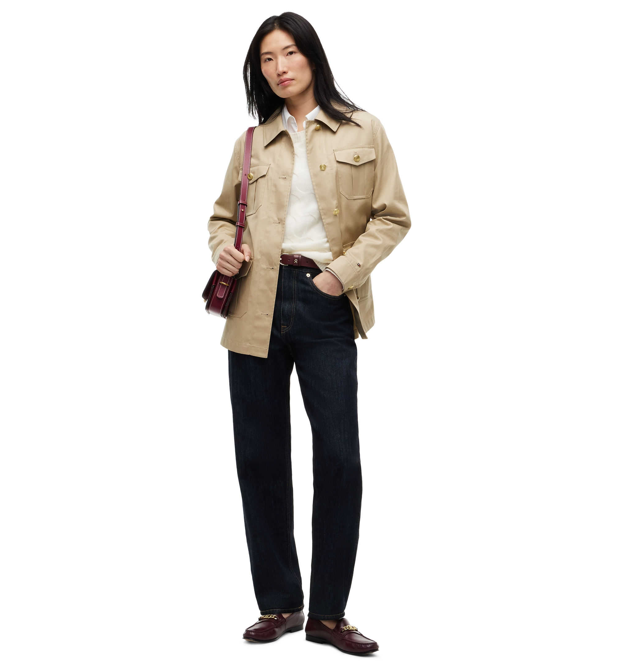 Tommy Hilfiger Women's Collared Utility Field Jacket - Beige
