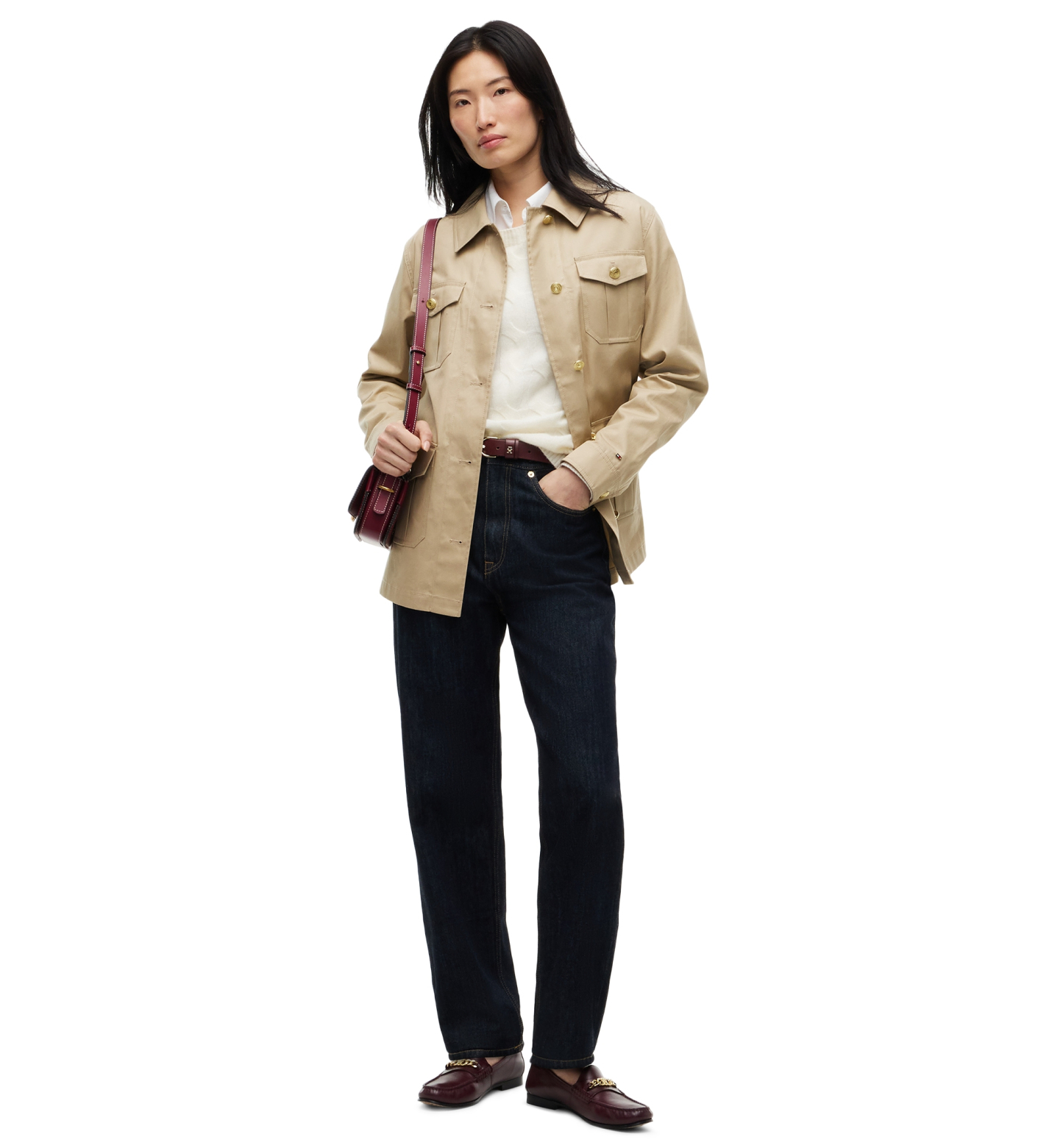 Tommy Hilfiger Women's Collared Utility Field Jacket - Beige