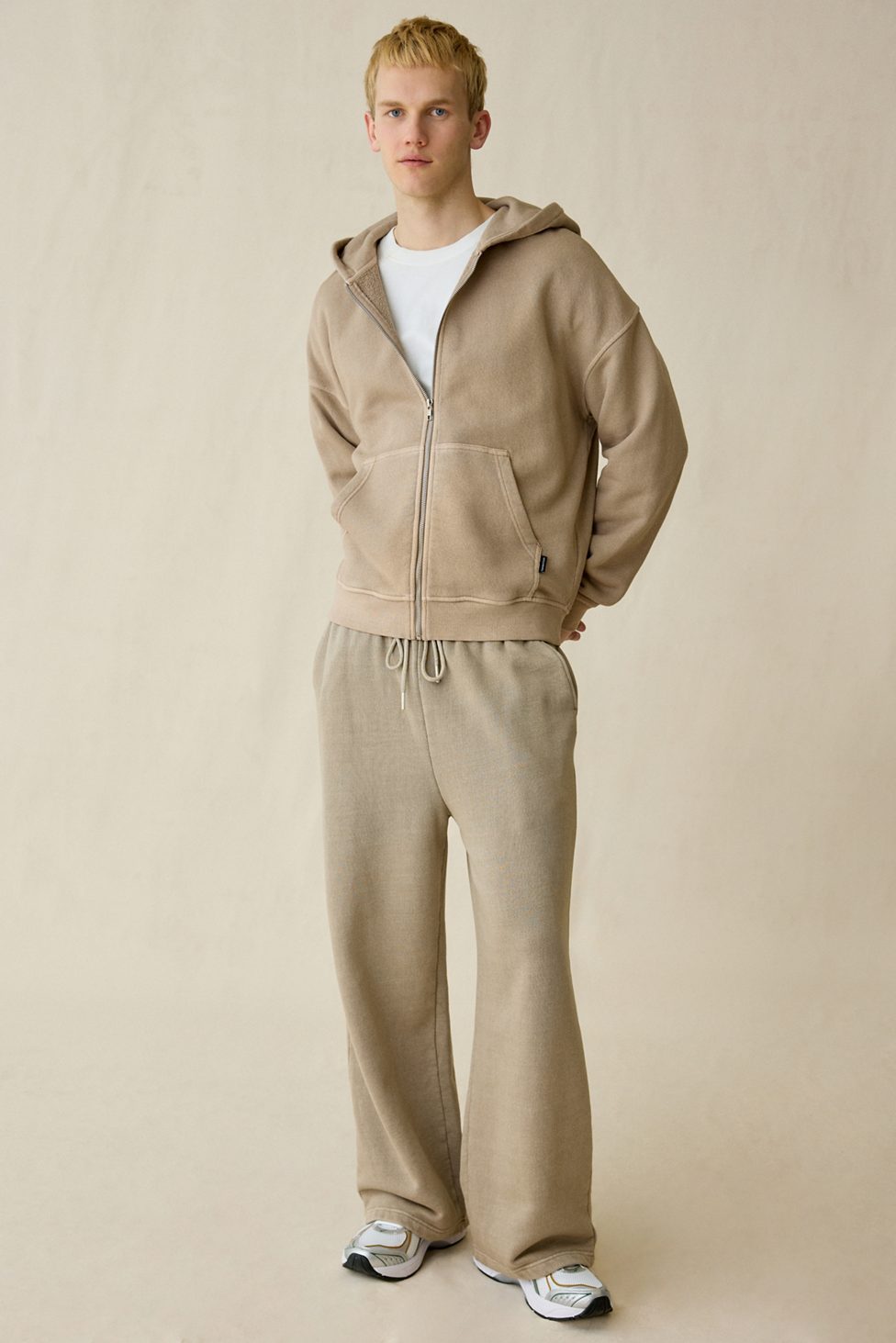Standard Cloth Pregame Zip-Up Hoodie Sweatshirt - Light Taupe Wash