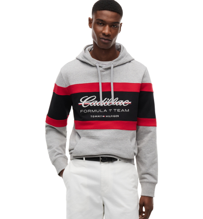 Tommy Hilfiger x Cadillac F1® Men's Panelled Script Hoodie - Light Gray Heather