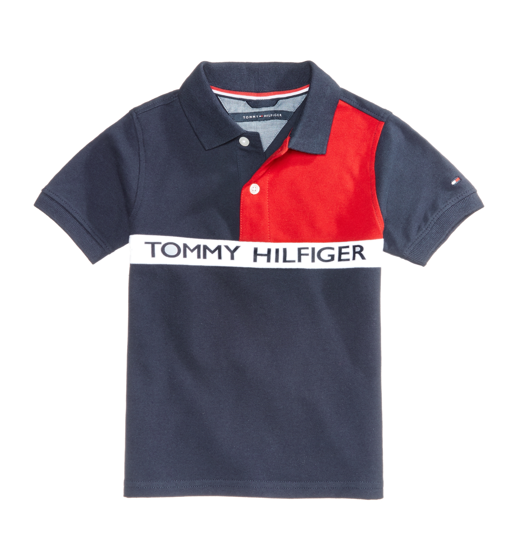 Tommy Hilfiger Boys' 8-20  Logo Graphic Colorblock Polo - Swim Navy