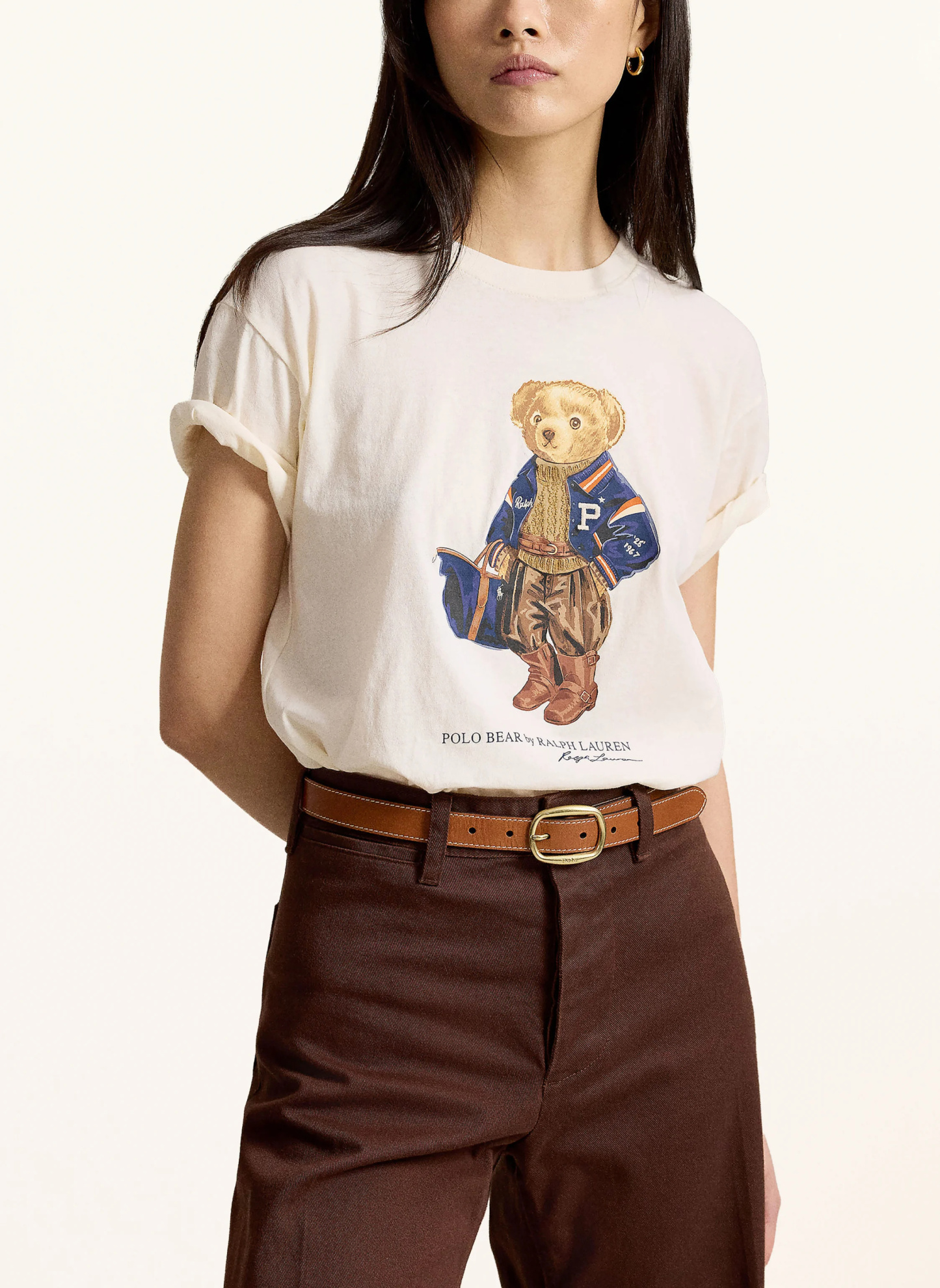 POLO RALPH LAUREN T-Shirt – ECRU / BRAUN / DUNKELBLAU
