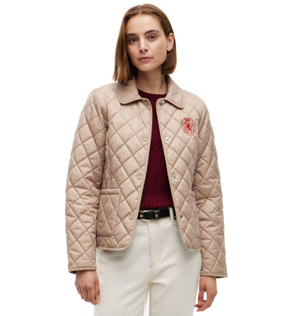Tommy Hilfiger Women's Crest Quilted Barn Jacket - Beige