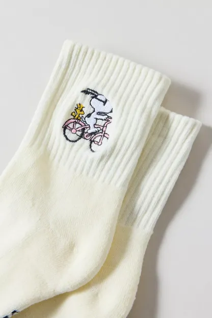 Peanuts Snoopy Icon Quarter Crew Socks - Bike Snoopy