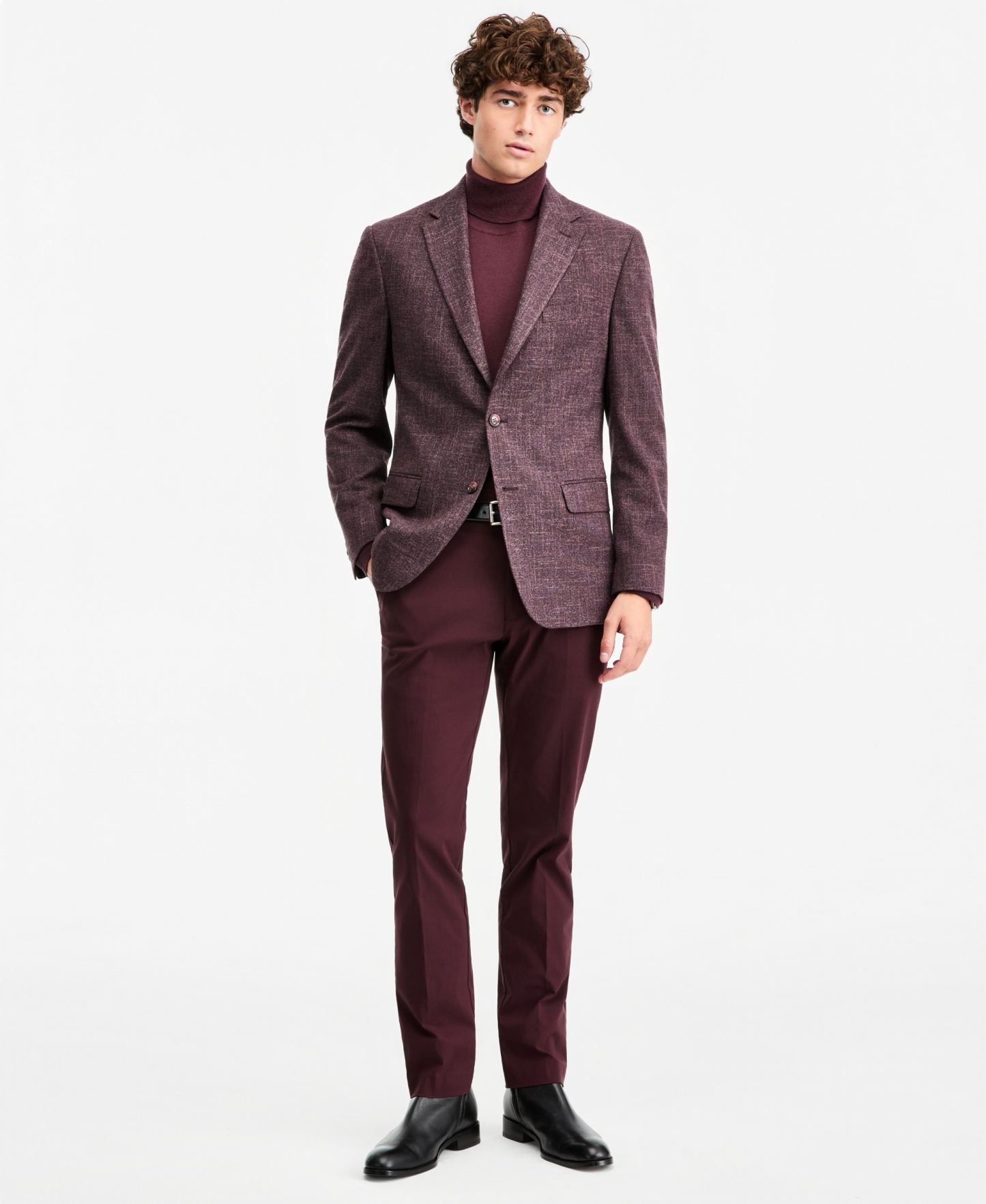 Tommy Hilfiger Men's Modern-Fit Textured Burgundy Sport Coat - Burgundy