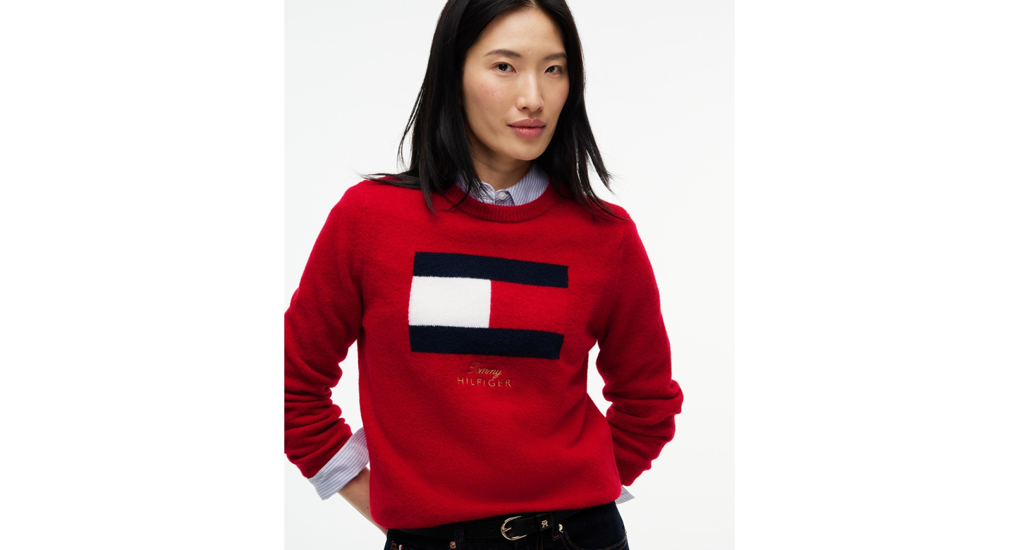 Tommy Hilfiger Women's Graphic Crewneck Sweater - Red Flag