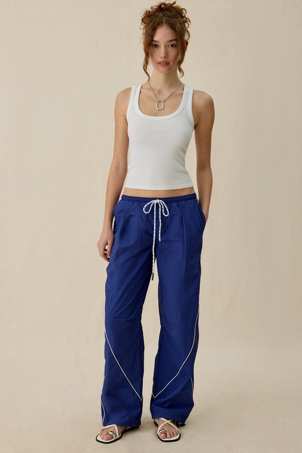 BDG Finish Line Low-Rise Baggy Track Pants - Blue