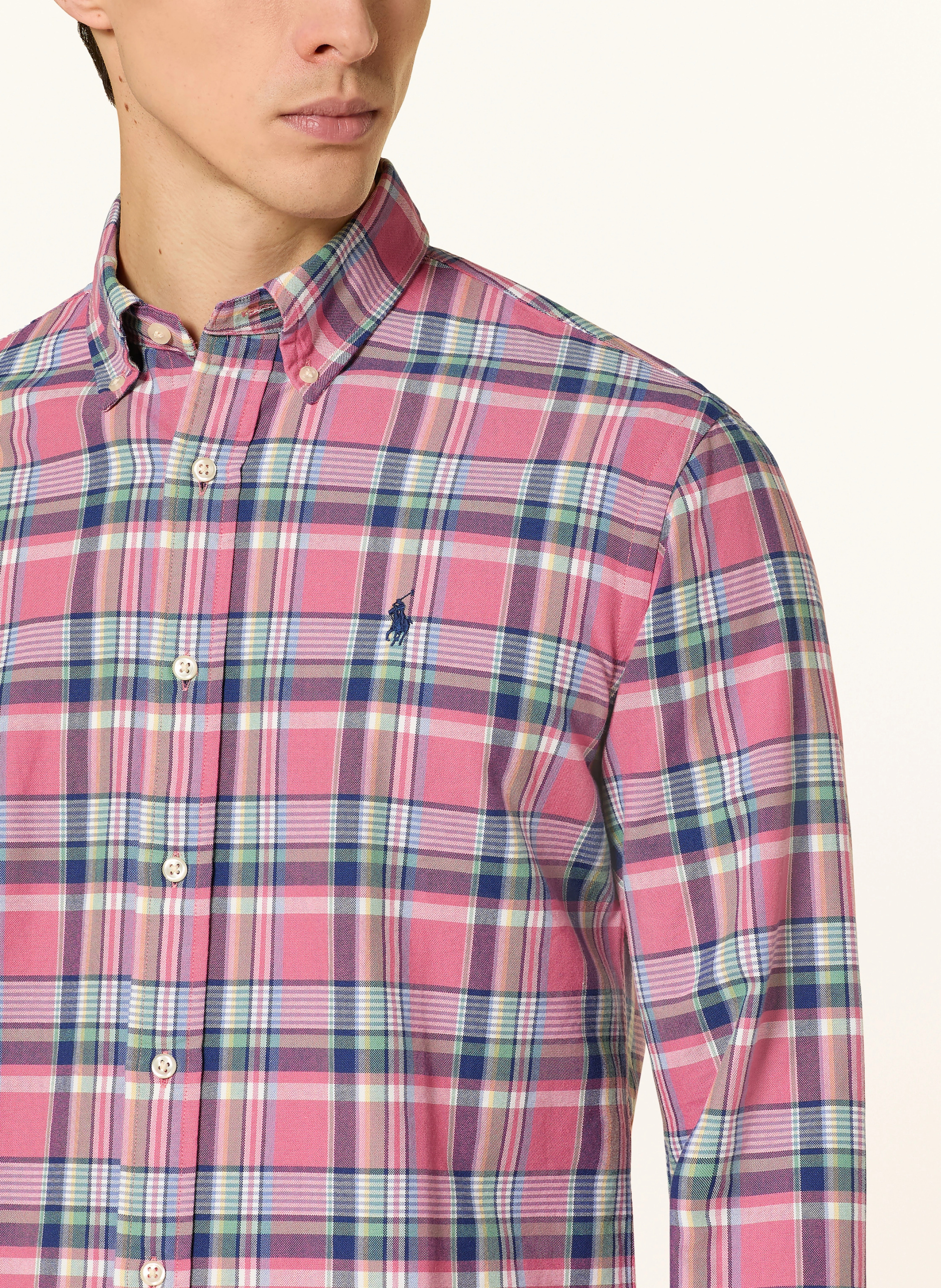 POLO RALPH LAUREN Hemd Custom Fit – ROSA / HELLGRÜN / BLAU