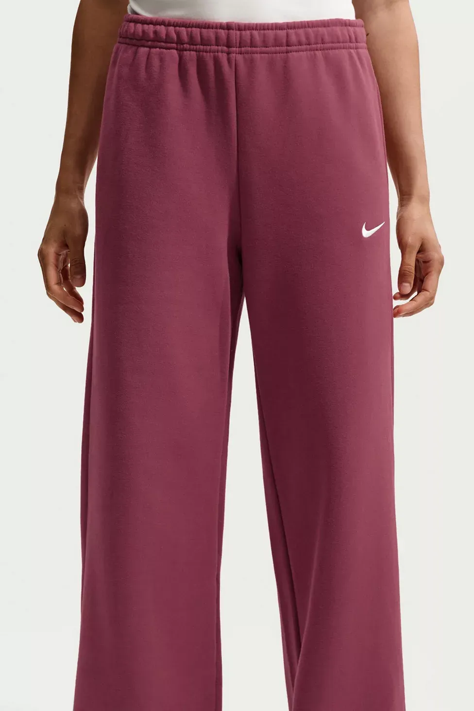 Nike Studio Fleece Mid-Rise Wide Leg Pants - Maroon