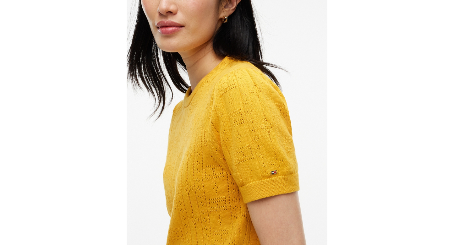 Tommy Hilfiger Women's Pointelle Puff-Sleeve Sweater - Coastal Yellow