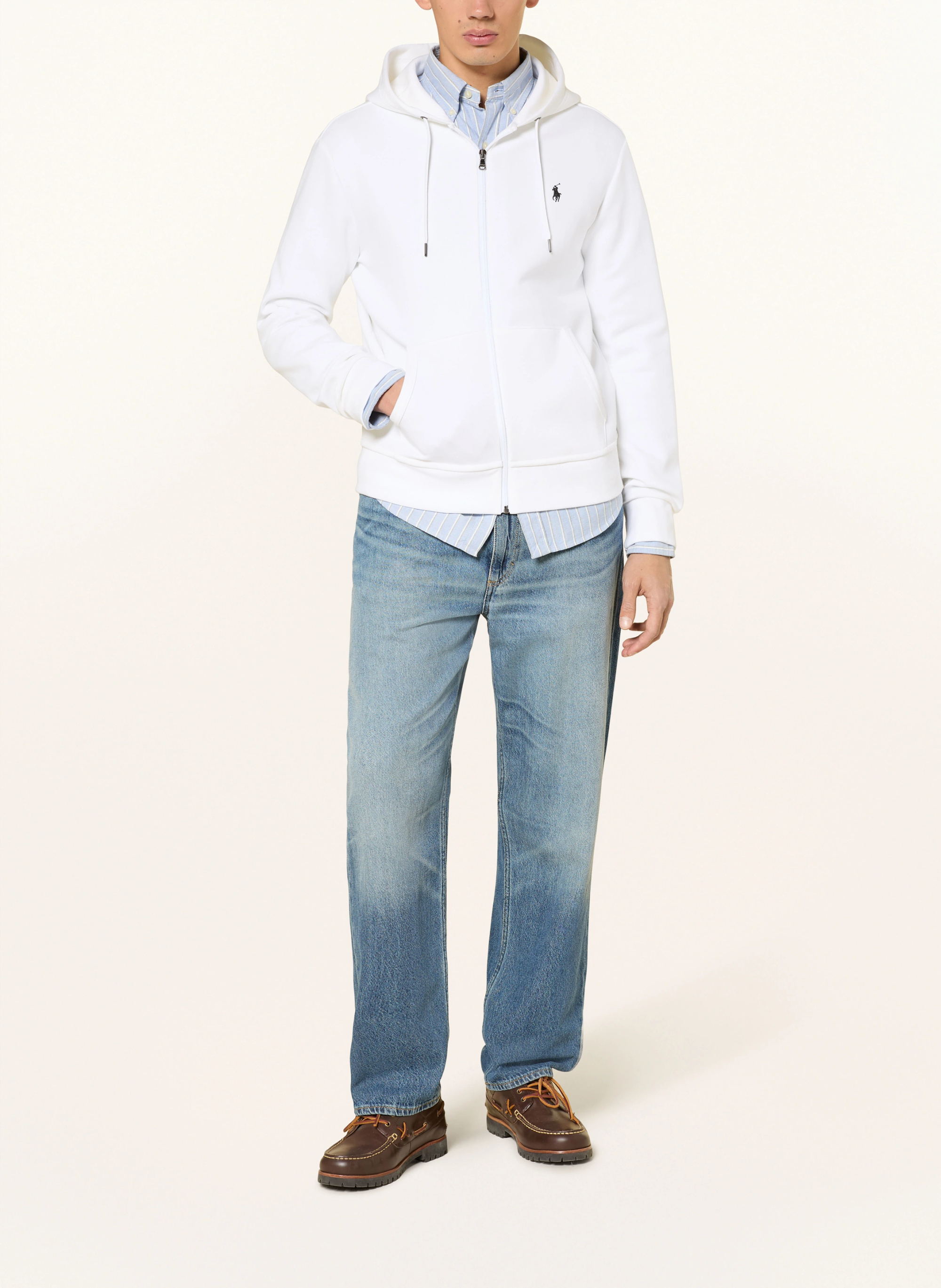 POLO RALPH LAUREN Sweatjacke – WEISS / SCHWARZ
