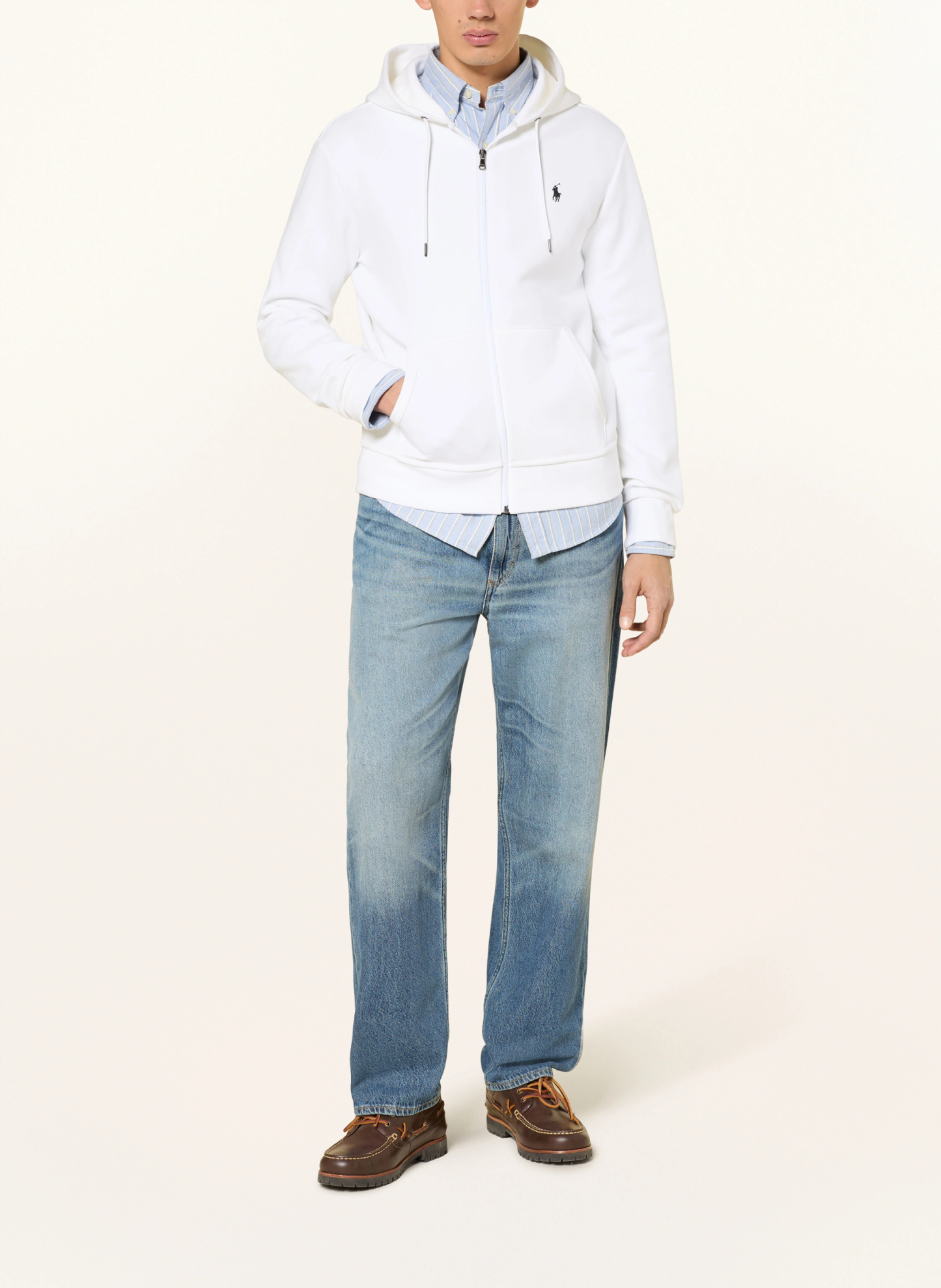 POLO RALPH LAUREN Sweatjacke – WEISS / SCHWARZ