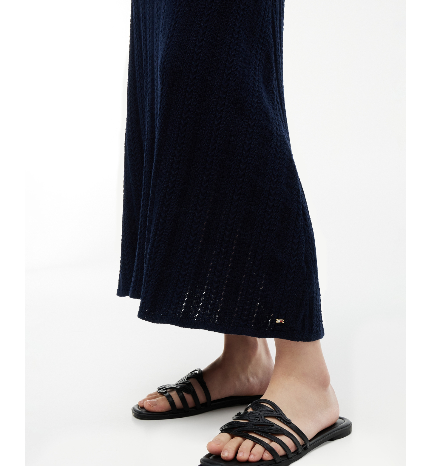 Tommy Hilfiger Women's Cotton Cable Pointelle Maxi Dress - Dark Night Navy