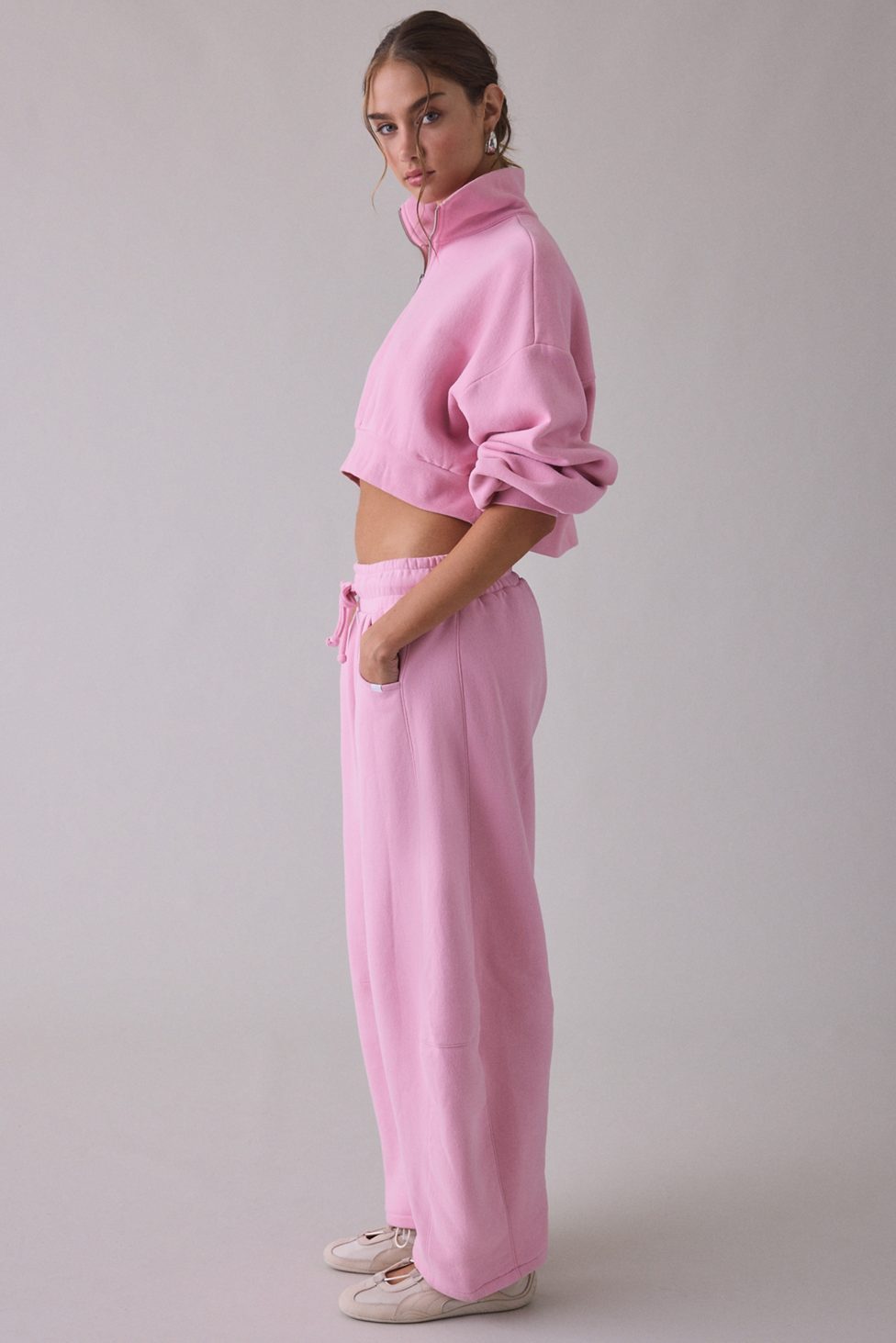 Out From Under Essential Barrel Leg Full Length Sweatpants - Pink