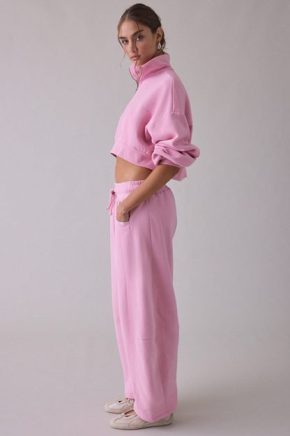Out From Under Essential Barrel Leg Full Length Sweatpants - Pink