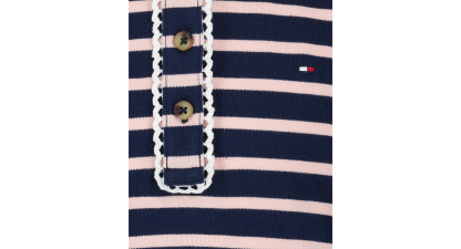 Tommy Hilfiger Girls' 7-16 Striped Polo Collar Dress - Navy Blazer