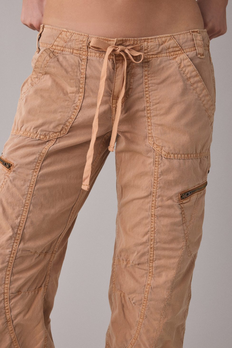 BDG Sidekick Crop Cotton Utility Pants - Peach