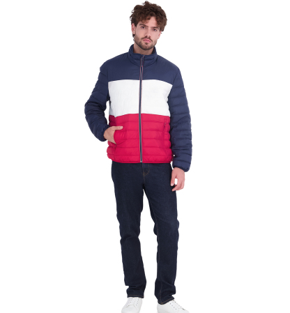 Tommy Hilfiger Men's Unhooded Packable Jacket - Red/White/Blue Colorblock
