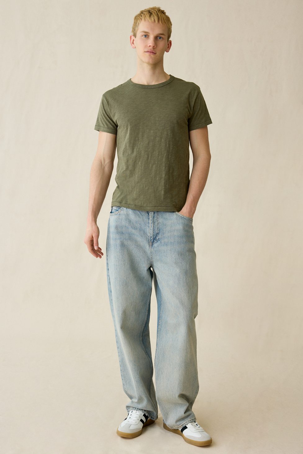 Standard Cloth Paco Slim Slub Cotton Tee - Green