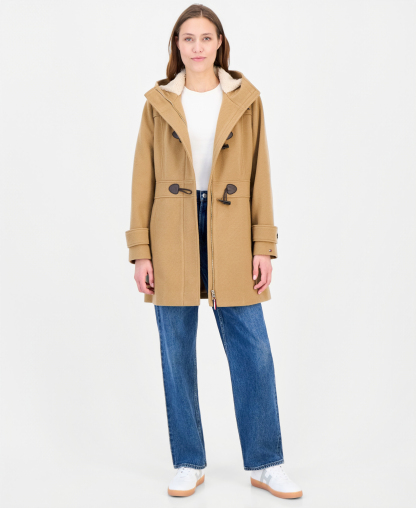 Tommy Hilfiger Women's Faux-Fur-Lined Hooded Toggle Coat - Camel