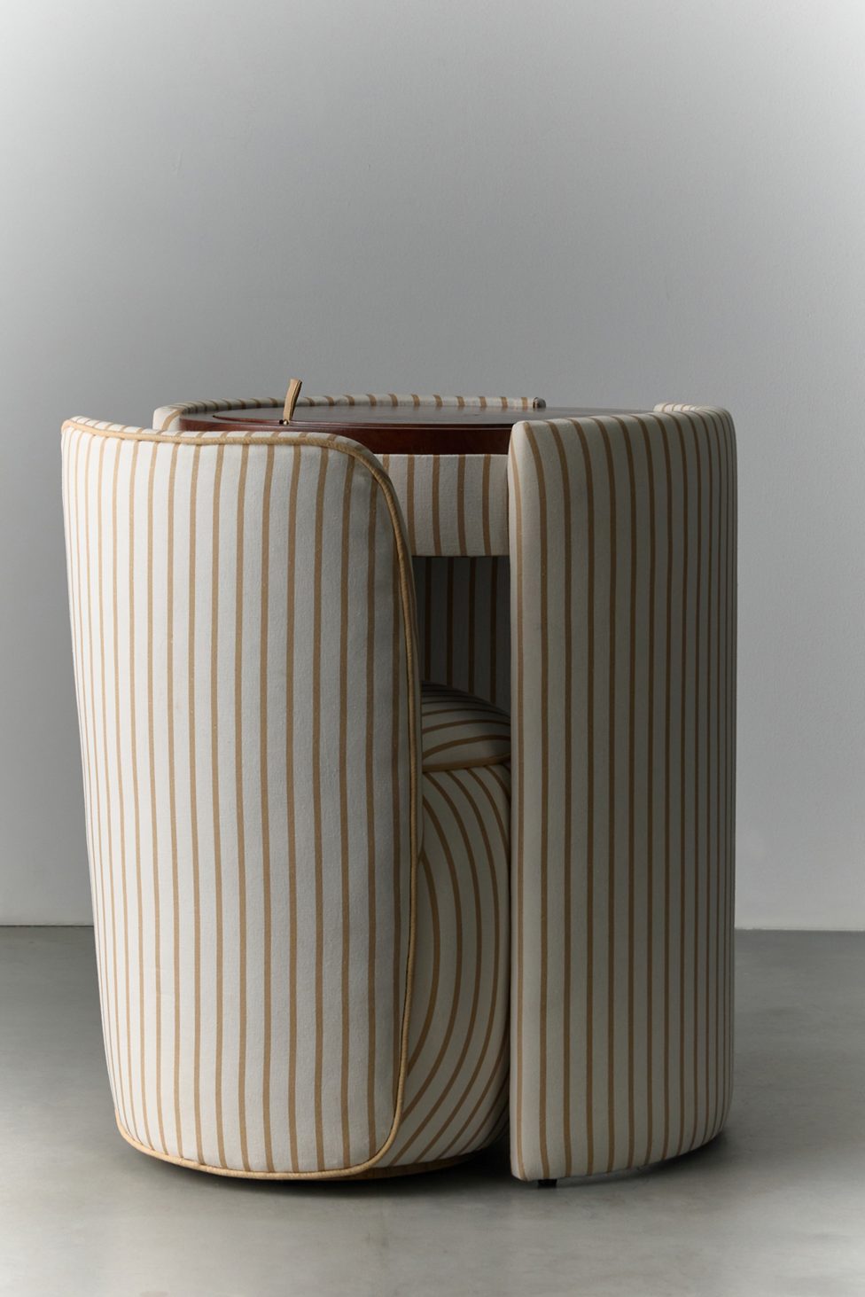 Jane Upholstered Vanity & Stool Set - Tan Pinstripe