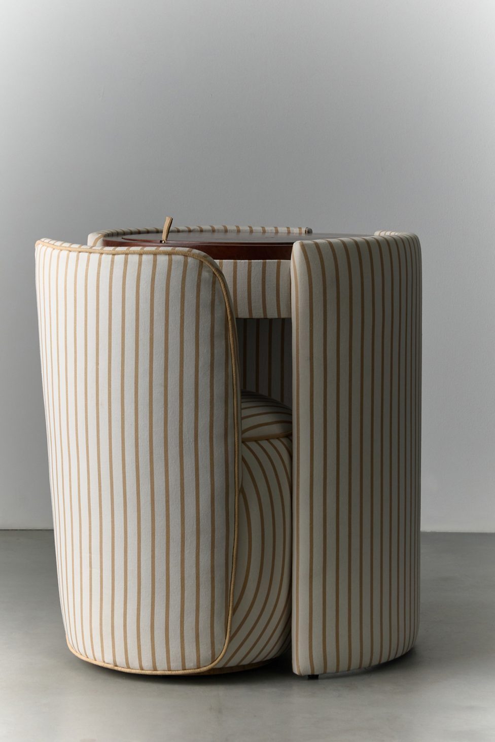 Jane Upholstered Vanity & Stool Set - Tan Pinstripe