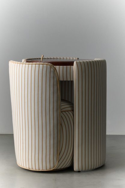 Jane Upholstered Vanity & Stool Set - Tan Pinstripe