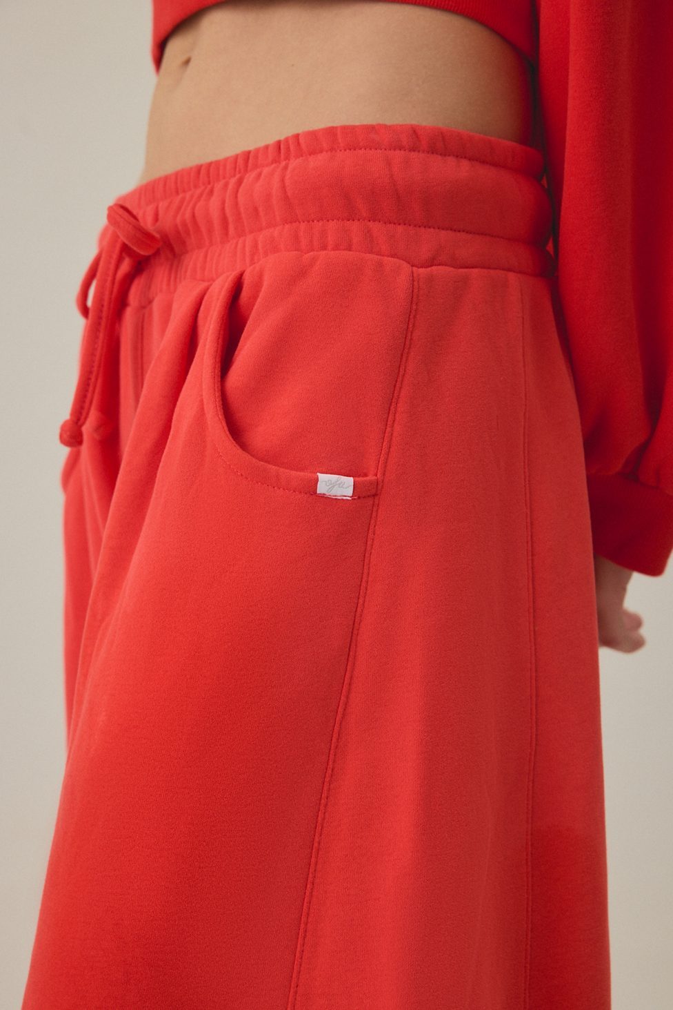 Out From Under Essential Barrel Leg Full Length Sweatpants - Firey Red