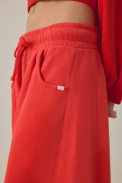 Out From Under Essential Barrel Leg Full Length Sweatpants - Firey Red