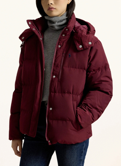 POLO RALPH LAUREN Daunenjacke mit abnehmbarer Kapuze – DUNKELROT