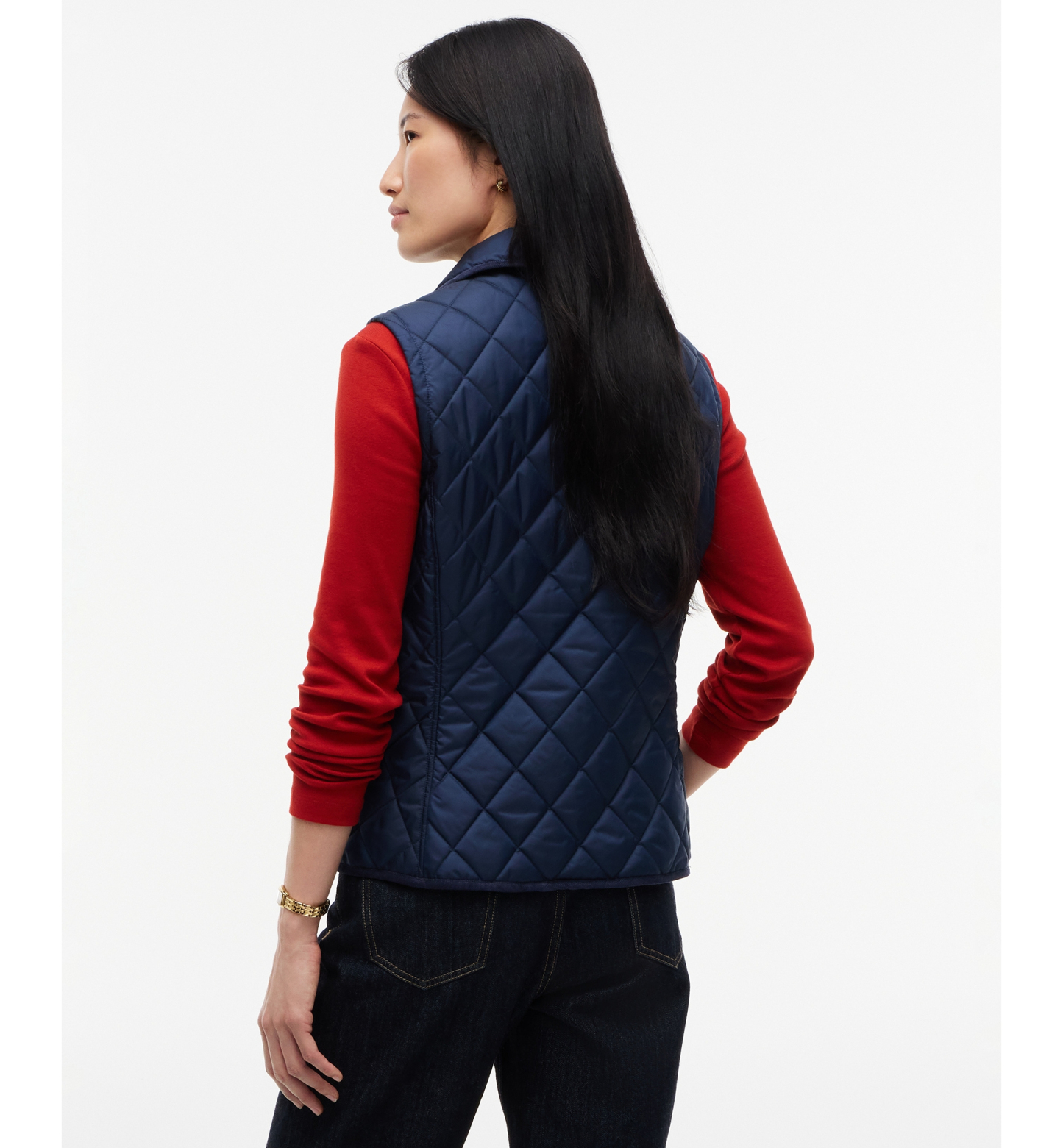 Tommy Hilfiger Women's Quilted Club Collar Vest - Dark Blue