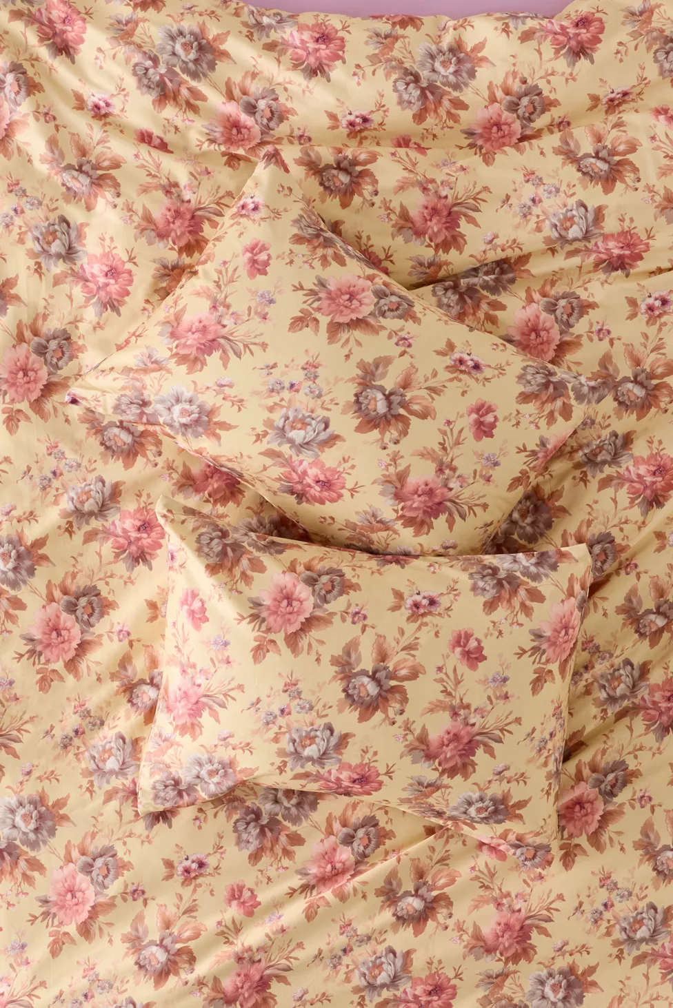 Gemma Floral Printed Cotton Sateen Sham Set - Buttercream Floral